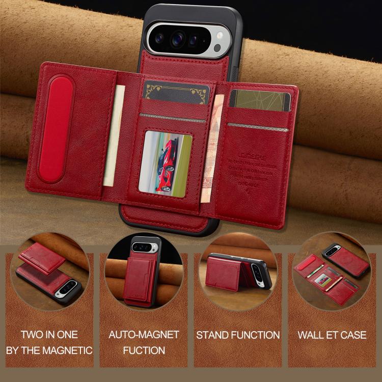 For Google Pixel 10 / 10 Pro LC.IMEEKE L5 Series Detachable RFID Card Bag Magsafe Phone Case(Red) - Google Cases by LC.IMEEKE | Online Shopping UK | buy2fix