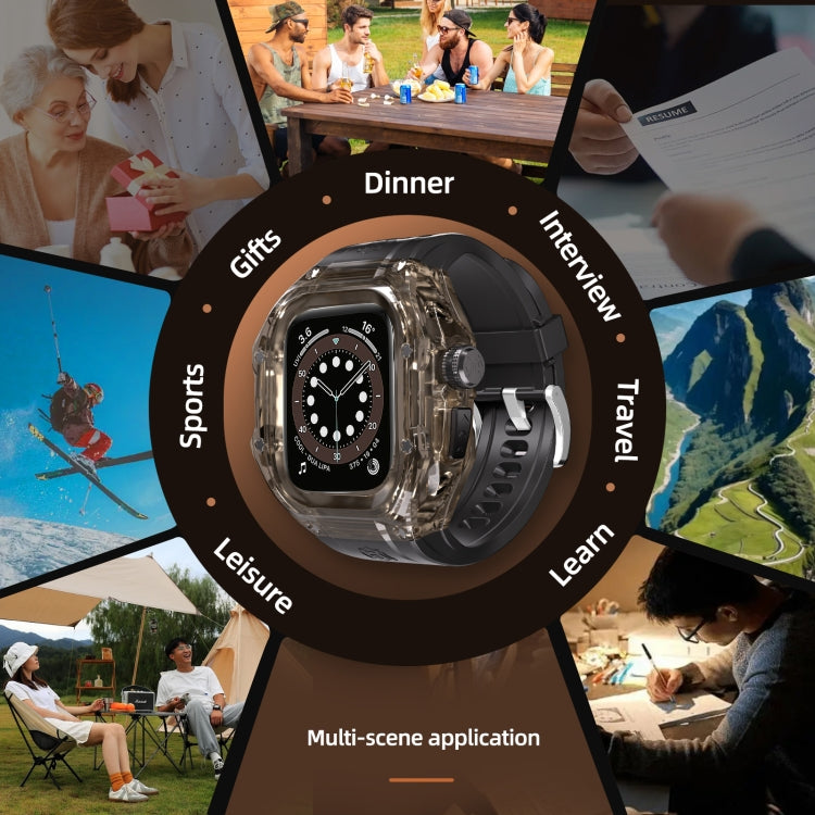 For Apple Watch Ultra 3 / 2 / 1 49mm RedPepper Armor Metal Case Integrated Silicone Watch Band(Clear Black Black) by RedPepper