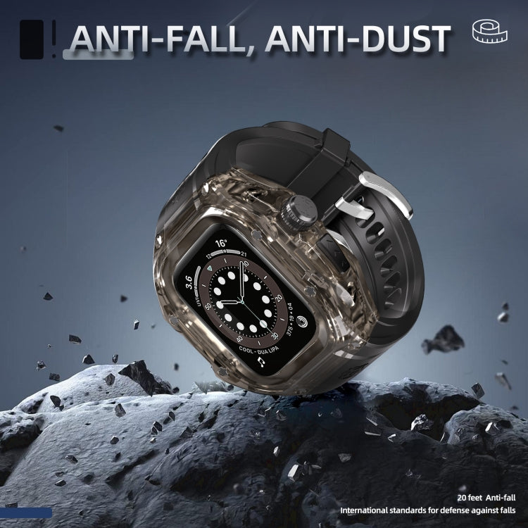 For Apple Watch Ultra 3 / 2 / 1 49mm RedPepper Armor Metal Case Integrated Silicone Watch Band(Clear Black Black) by RedPepper