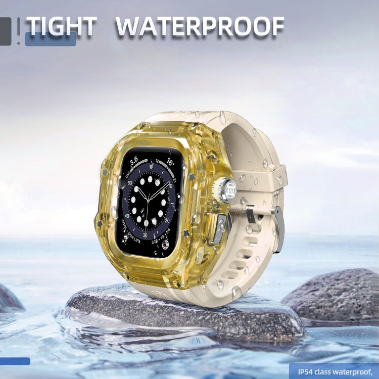 For Apple Watch Ultra 3 / 2 / 1 49mm RedPepper Armor Metal Case Integrated Silicone Watch Band(Clear Gold Beige) by RedPepper