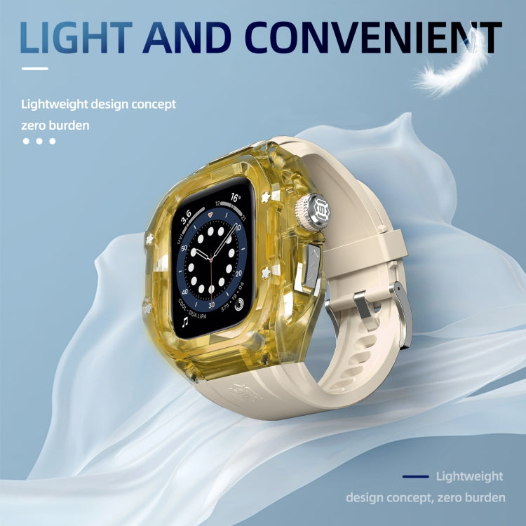 For Apple Watch Ultra 3 / 2 / 1 49mm RedPepper Armor Metal Case Integrated Silicone Watch Band(Clear Gold Beige) by RedPepper