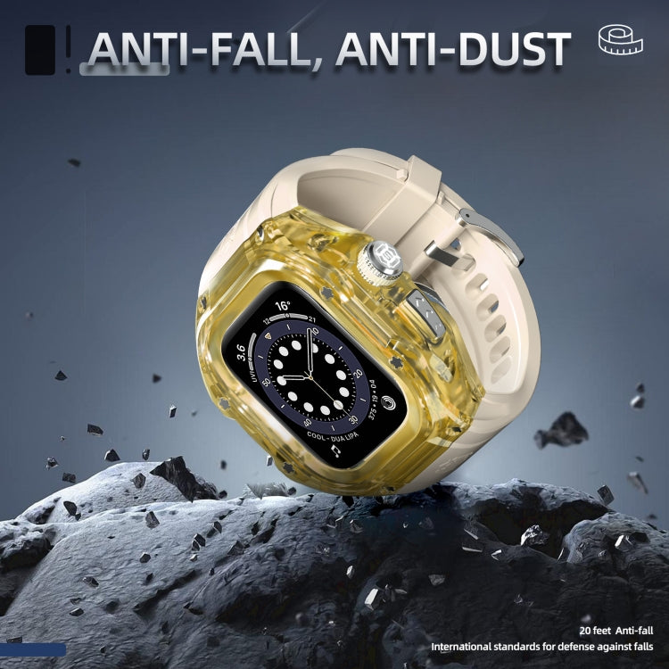 For Apple Watch Ultra 3 / 2 / 1 49mm RedPepper Armor Metal Case Integrated Silicone Watch Band(Clear Gold Beige) by RedPepper