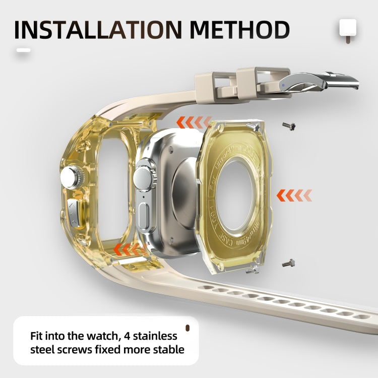 For Apple Watch Ultra 3 / 2 / 1 49mm RedPepper Armor Metal Case Integrated Silicone Watch Band(Clear Gold Beige) by RedPepper