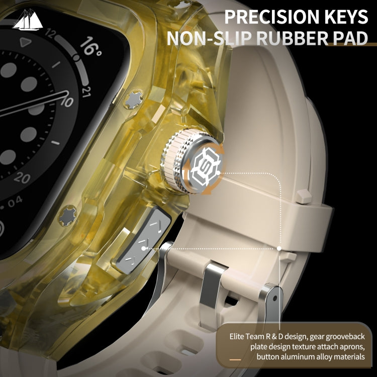 For Apple Watch Ultra 3 / 2 / 1 49mm RedPepper Armor Metal Case Integrated Silicone Watch Band(Clear Gold Beige) by RedPepper