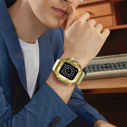 For Apple Watch Ultra 3 / 2 / 1 49mm RedPepper Armor Metal Case Integrated Silicone Watch Band(Clear Gold Beige) by RedPepper