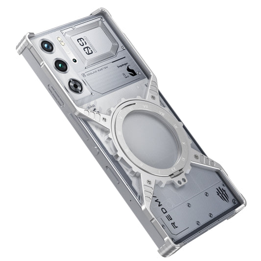 For ZTE nubia Red Magic 9 Pro / 9 Pro+ Gear Magnetic Holder Borderless Metal Phone Case(Silver) - ZTE Cases by buy2fix | Online Shopping UK | buy2fix