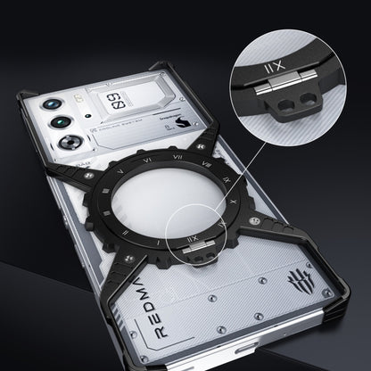 For ZTE nubia Red Magic 9 Pro / 9 Pro+ Gear Magnetic Holder Borderless Metal Phone Case(Silver) - ZTE Cases by buy2fix | Online Shopping UK | buy2fix