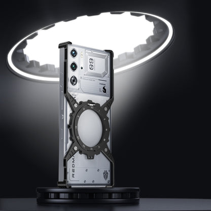 For ZTE nubia Red Magic 9S Pro / 9S Pro+ Gear Magnetic Holder Borderless Metal Phone Case(Black) - ZTE Cases by buy2fix | Online Shopping UK | buy2fix