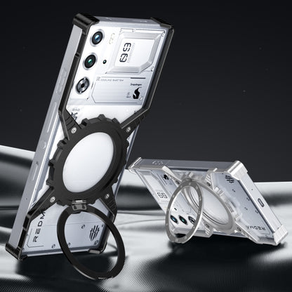 For ZTE nubia Red Magic 9S Pro / 9S Pro+ Gear Magnetic Holder Borderless Metal Phone Case(Black) - ZTE Cases by buy2fix | Online Shopping UK | buy2fix