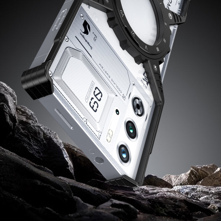 For ZTE nubia Red Magic 9S Pro / 9S Pro+ Gear Magnetic Holder Borderless Metal Phone Case(Silver) - ZTE Cases by buy2fix | Online Shopping UK | buy2fix