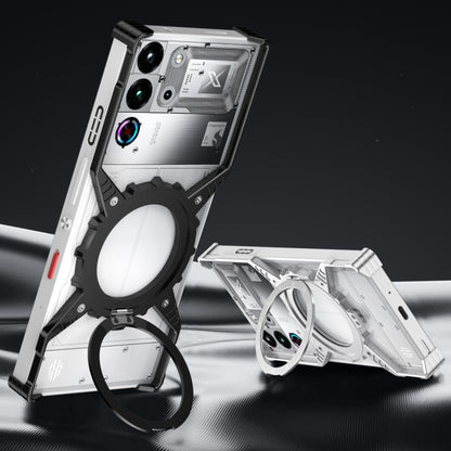 For ZTE nubia Red Magic 10 Pro / 10 Pro+ Gear Magnetic Holder Borderless Metal Phone Case(Black) - ZTE Cases by buy2fix | Online Shopping UK | buy2fix