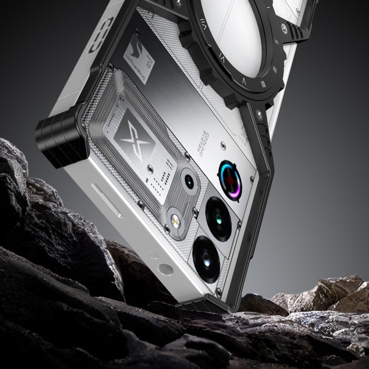 For ZTE nubia Red Magic 10 Pro / 10 Pro+ Gear Magnetic Holder Borderless Metal Phone Case(Black) - ZTE Cases by buy2fix | Online Shopping UK | buy2fix