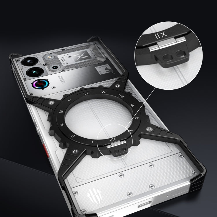 For ZTE nubia Red Magic 10 Pro / 10 Pro+ Gear Magnetic Holder Borderless Metal Phone Case(Black) - ZTE Cases by buy2fix | Online Shopping UK | buy2fix