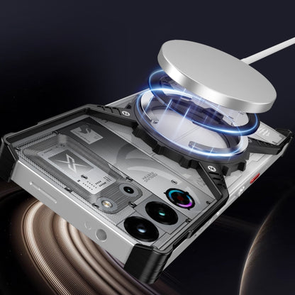 For ZTE nubia Red Magic 10 Pro / 10 Pro+ Gear Magnetic Holder Borderless Metal Phone Case(Black) - ZTE Cases by buy2fix | Online Shopping UK | buy2fix