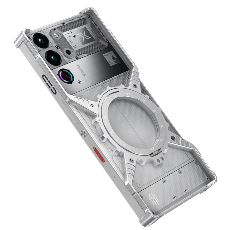 For ZTE nubia Red Magic 10 Pro / 10 Pro+ Gear Magnetic Holder Borderless Metal Phone Case(Silver) - ZTE Cases by buy2fix | Online Shopping UK | buy2fix