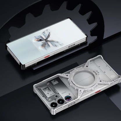 For ZTE nubia Red Magic 10 Pro / 10 Pro+ Gear Magnetic Holder Borderless Metal Phone Case(Silver) - ZTE Cases by buy2fix | Online Shopping UK | buy2fix