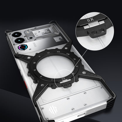 For ZTE nubia Red Magic 10 Pro / 10 Pro+ Gear Magnetic Holder Borderless Metal Phone Case(Silver) - ZTE Cases by buy2fix | Online Shopping UK | buy2fix