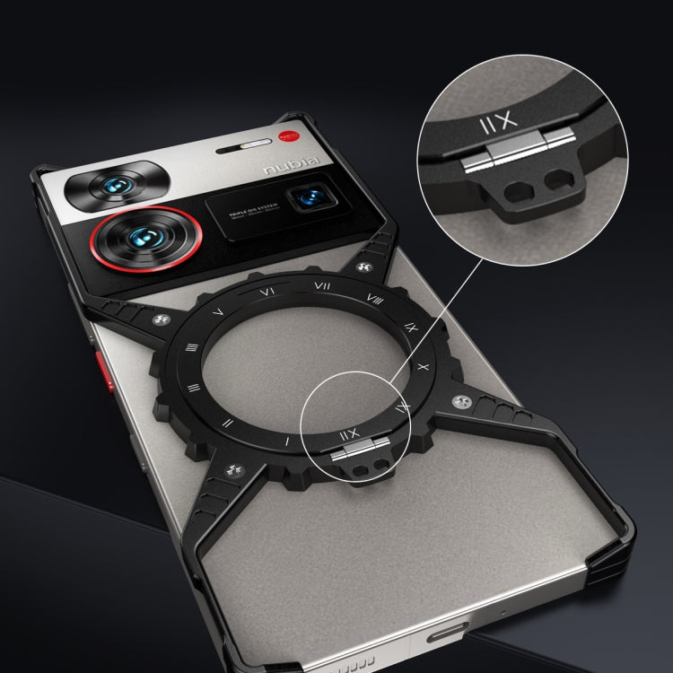 For ZTE nubia Z70 Ultra Gear Magnetic Holder Borderless Metal Phone Case(Black) - ZTE Cases by buy2fix | Online Shopping UK | buy2fix