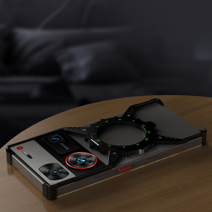 For ZTE nubia Z70 Ultra Gear Magnetic Holder Borderless Metal Phone Case(Black) - ZTE Cases by buy2fix | Online Shopping UK | buy2fix