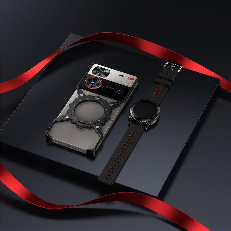 For ZTE nubia Z70 Ultra Gear Magnetic Holder Borderless Metal Phone Case(Silver) - ZTE Cases by buy2fix | Online Shopping UK | buy2fix