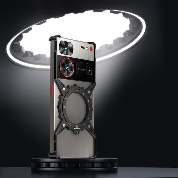 For ZTE nubia Z60 Ultra / Z60 Ultra Leading Gear Magnetic Holder Borderless Metal Phone Case(Black) - ZTE Cases by buy2fix | Online Shopping UK | buy2fix