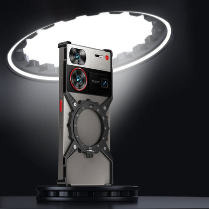 For ZTE nubia Z60 Ultra / Z60 Ultra Leading Gear Magnetic Holder Borderless Metal Phone Case(Black) - ZTE Cases by buy2fix | Online Shopping UK | buy2fix