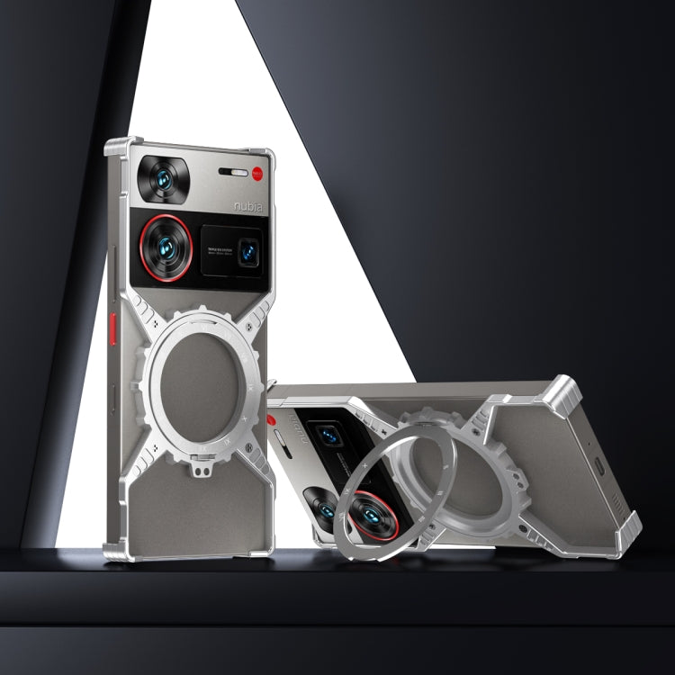 For ZTE nubia Z60 Ultra / Z60 Ultra Leading Gear Magnetic Holder Borderless Metal Phone Case(Silver) - ZTE Cases by buy2fix | Online Shopping UK | buy2fix