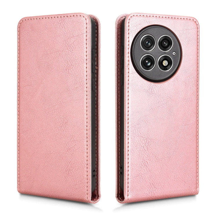 For OnePlus 13 Magnetic Vertical Flip Leather Phone Case(Rose Gold) - OnePlus Cases by buy2fix | Online Shopping UK | buy2fix