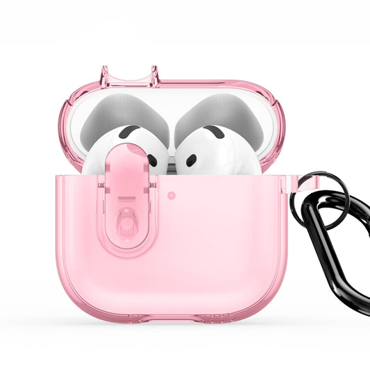 For AirPods 4 DUX DUCIS PECL Series Split Transparent Earphone Case with Hook(Pink) by DUX DUCIS