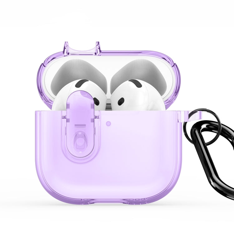 For AirPods 4 DUX DUCIS PECL Series Split Transparent Earphone Case with Hook(Purple) by DUX DUCIS