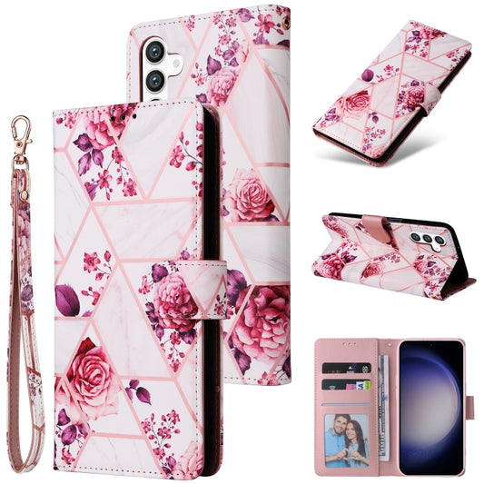 For Samsung Galaxy S25 5G Marble Bronzing Stitching Leather Phone Case(Rose Gold) by buy2fix