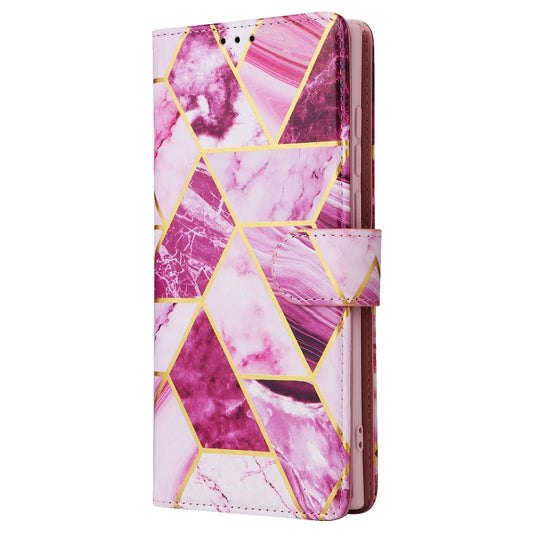 For Samsung Galaxy S25 Ultra 5G Marble Bronzing Stitching Leather Phone Case(Purple) by buy2fix