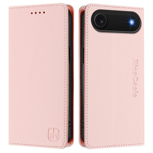 For iPhone Air RC01 Dual-Folded Magnetic Suction RFID Leather Phone Case(Pink) - iPhone Air Cases by buy2fix | Online Shopping UK | buy2fix