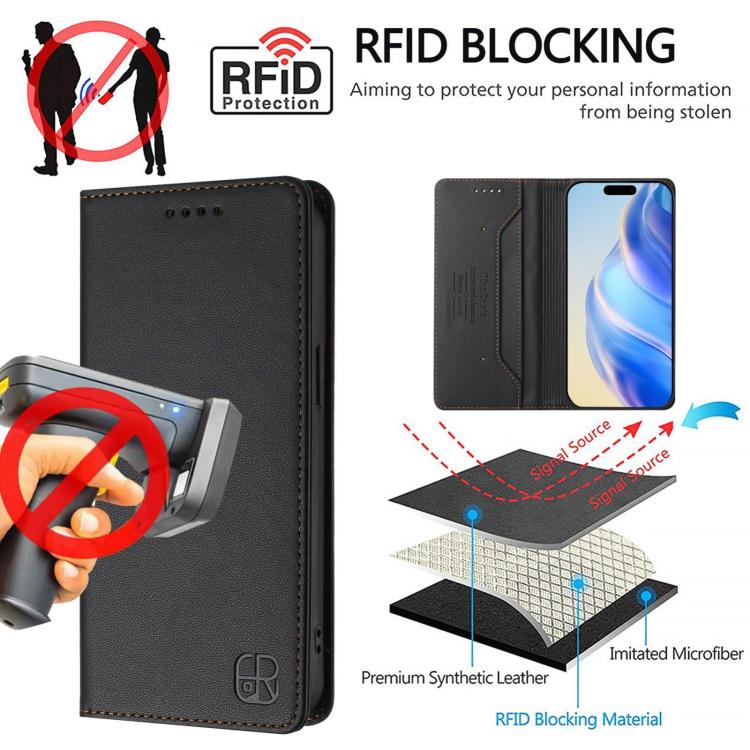For iPhone Air RC01 Dual-Folded Magnetic Suction RFID Leather Phone Case(Black) - iPhone Air Cases by buy2fix | Online Shopping UK | buy2fix
