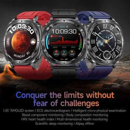 ET492 1.43 inch AMOLED Screen Silicone Strap Smart Watch Supports ECG/Blood Sugar Monitoring(Blue) - Smart Watches by buy2fix | Online Shopping UK | buy2fix