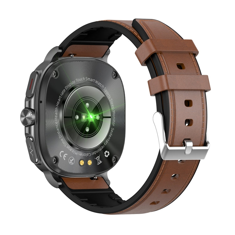 ET492 1.43 inch AMOLED Screen Leather Strap Smart Watch Supports ECG/Blood Sugar Monitoring(Brown) - Smart Watches by buy2fix | Online Shopping UK | buy2fix