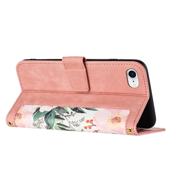 For iPhone 16e Floral Pattern Leather Phone Case with Lanyard(Pink) - iPhone 16e Cases by buy2fix | Online Shopping UK | buy2fix