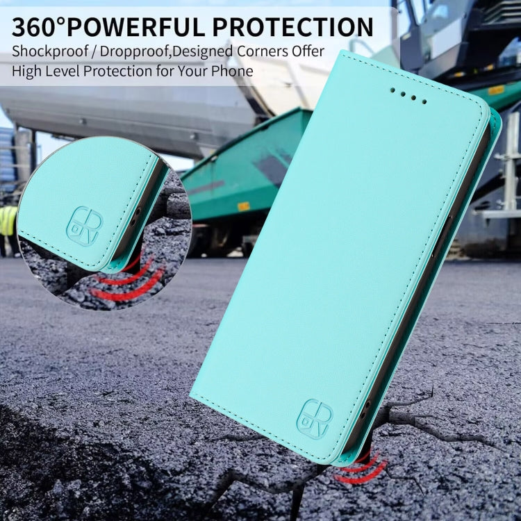 For Samsung Galaxy S24 / S25 5G RC01 Dual-Folded Magnetic Suction RFID Leather Phone Case(Mint Green) by buy2fix