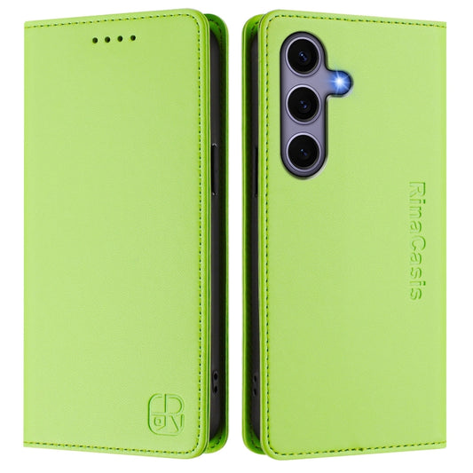 For Samsung Galaxy S24 / S25 5G RC01 Dual-Folded Magnetic Suction RFID Leather Phone Case(Grass Green) by buy2fix