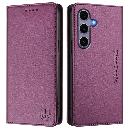 For Samsung Galaxy S24 / S25 5G RC01 Dual-Folded Magnetic Suction RFID Leather Phone Case(Violet) by buy2fix