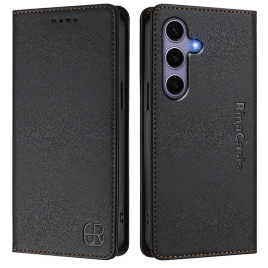 For Samsung Galaxy S24+ / S25+ 5G RC01 Dual-Folded Magnetic Suction RFID Leather Phone Case(Black) by buy2fix