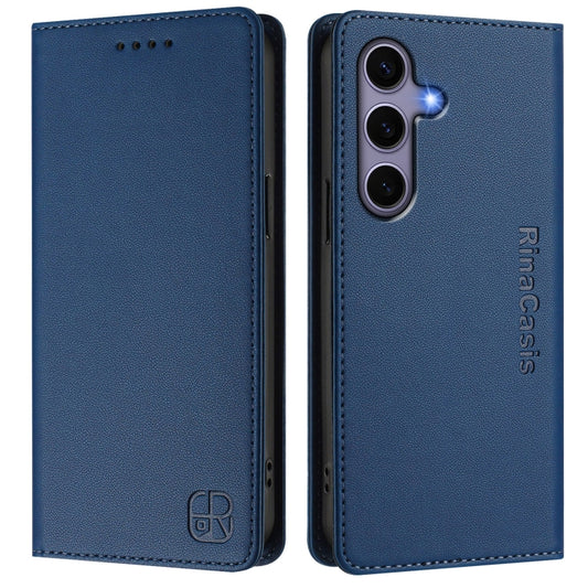 For Samsung Galaxy S24+ / S25+ 5G RC01 Dual-Folded Magnetic Suction RFID Leather Phone Case(Dark Blue) by buy2fix