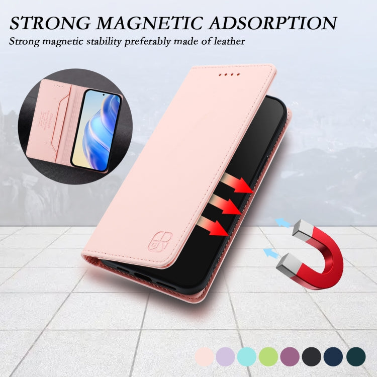 For Samsung Galaxy S25 Ultra 5G RC01 Dual-Folded Magnetic Suction RFID Leather Phone Case(Pink) - Galaxy S25 Ultra 5G Cases by buy2fix | Online Shopping UK | buy2fix