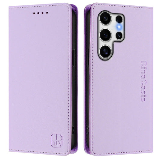 For Samsung Galaxy S25 Ultra 5G RC01 Dual-Folded Magnetic Suction RFID Leather Phone Case(Light Purple) by buy2fix