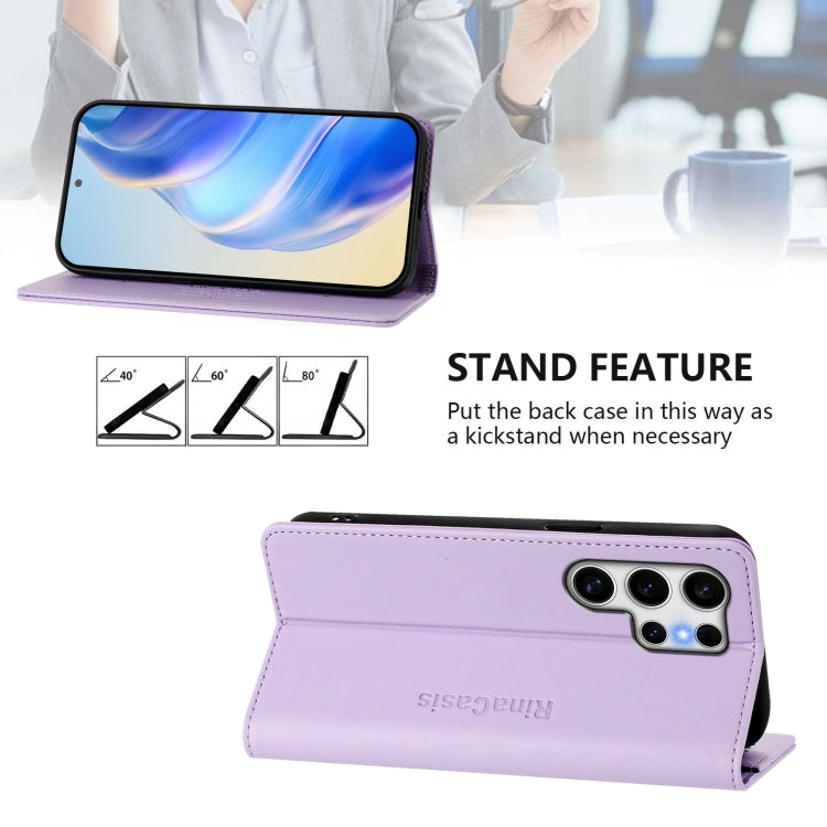 For Samsung Galaxy S25 Ultra 5G RC01 Dual-Folded Magnetic Suction RFID Leather Phone Case(Light Purple) - Galaxy S25 Ultra 5G Cases by buy2fix | Online Shopping UK | buy2fix