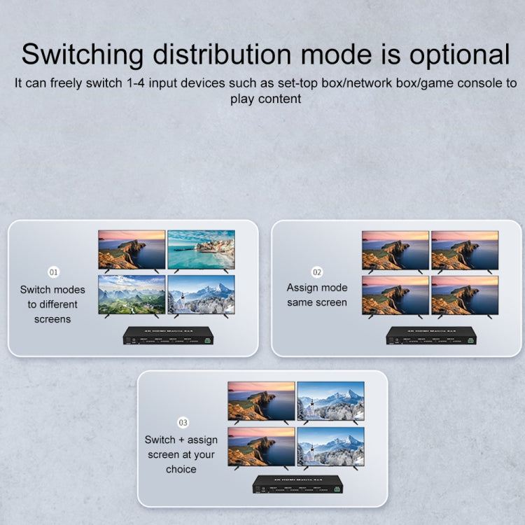 Measy MT4342 4K 30Hz 4 In 2 Out HDMI Matrix Switch Support Seamless Switching, US Plug(Black) - Switch by Measy | Online Shopping UK | buy2fix