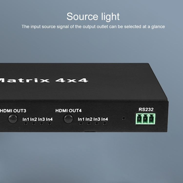 Measy MT4344 4K 30Hz 4 In 4 Out HDMI Matrix Switch Support Seamless Switching, US Plug(Black) - Switch by Measy | Online Shopping UK | buy2fix