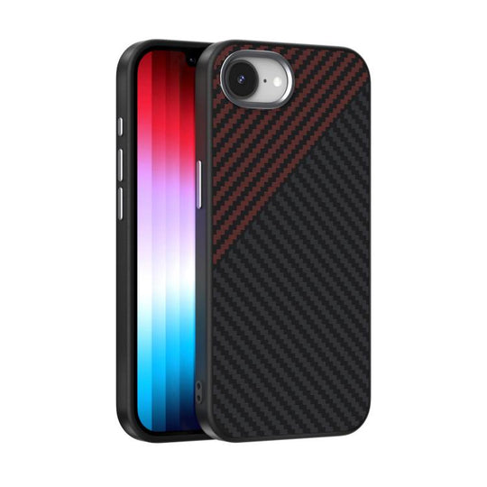 For iPhone 17e / 16e ABEEL C Carbon Fiber Series 6D Micro Relief MagSafe Phone Case(Black Red)