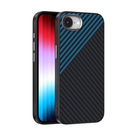 For iPhone 17e / 16e ABEEL C Carbon Fiber Series 6D Micro Relief MagSafe Phone Case(Black Blue)