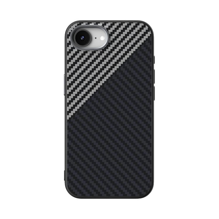 For iPhone 16e ABEEL C Carbon Fiber Series 6D Micro Relief MagSafe Phone Case(Black Grey) - iPhone 16e Cases by buy2fix | Online Shopping UK | buy2fix